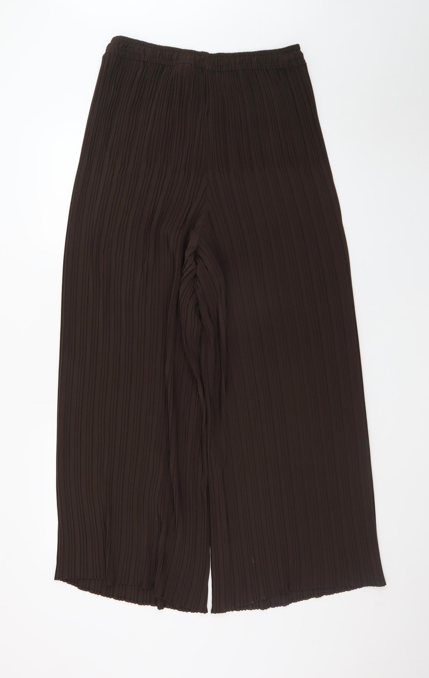 G.C. Collection Women Brown Size 16 Pleated Wide-Leg Trousers
