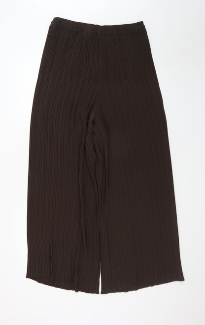G.C. Collection Women Brown Size 16 Pleated Wide-Leg Trousers