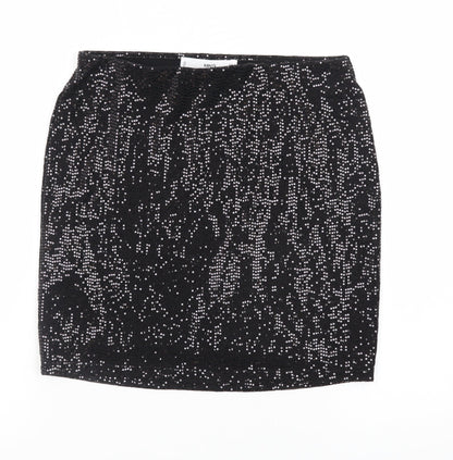 MNG Women’s Black Sequin Short Pencil Skirt XS Party Stretch