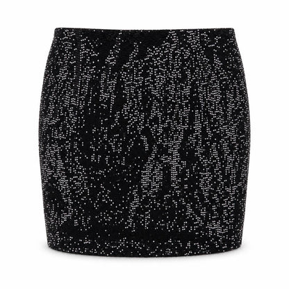 MNG Women’s Black Sequin Short Pencil Skirt XS Party Stretch