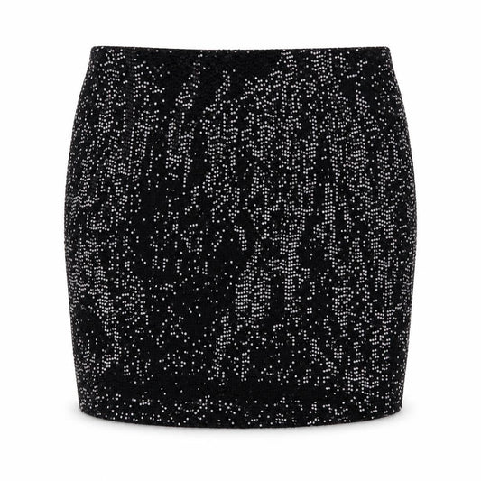 MNG Women’s Black Sequin Short Pencil Skirt XS Party Stretch