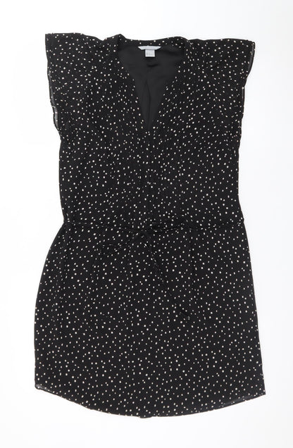 H&M Women's Black Polka Dot Shift Dress Size 8 Short Length