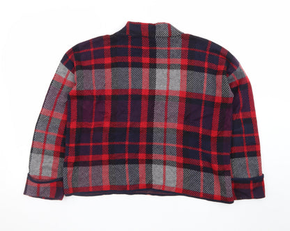 Warehouse Women’s Red Checked Wool Blend Pullover Jumper Size 8