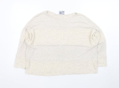 Onelife Women’s Beige Cotton Relaxed Fit Long Sleeve Top S