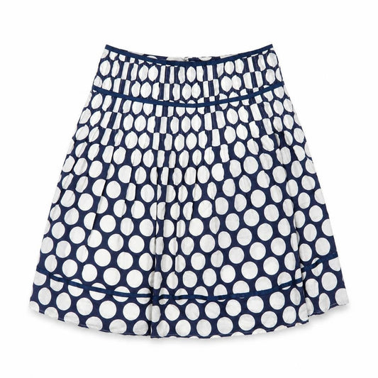 New Look Women's Blue Polka Dot A-Line Pleated Cotton Skirt Size 8