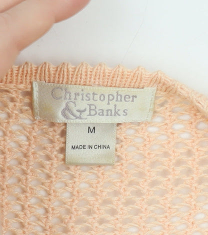 Christopher & Banks Women's Pink Knit Tie Front Cardigan M