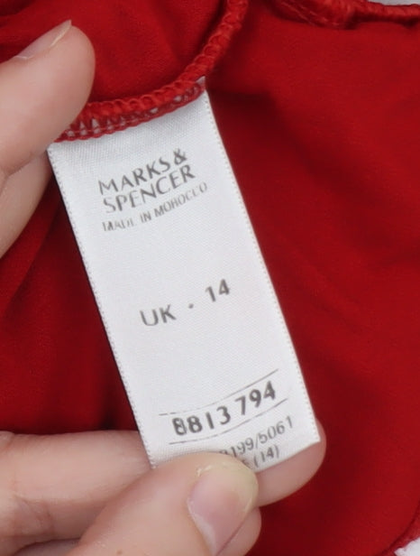 Marks and Spencer Women’s Red Wrap Jersey Blouse UK 14