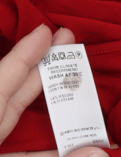 Marks and Spencer Women’s Red Wrap Jersey Blouse UK 14