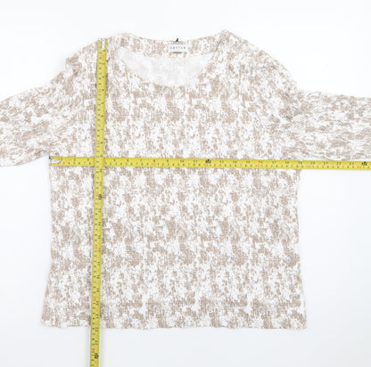 Eastex Women Beige Geometric Jersey Blouse Size 16 3/4 Sleeve