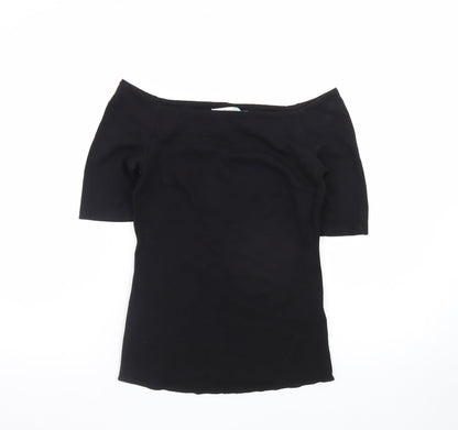 Boden Women's Black Off Shoulder Stretch Cotton Blouse UK 8