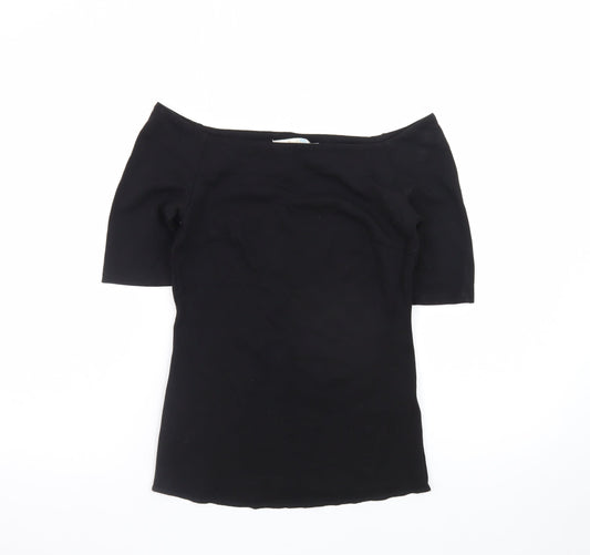Boden Women's Black Off Shoulder Stretch Cotton Blouse UK 8