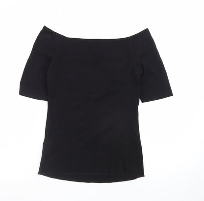 Boden Women's Black Off Shoulder Stretch Cotton Blouse UK 8