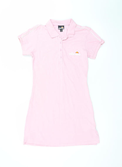 Ellesse Women's Pink Cotton Polo Shirt Dress UK 8 Casual Sportswear