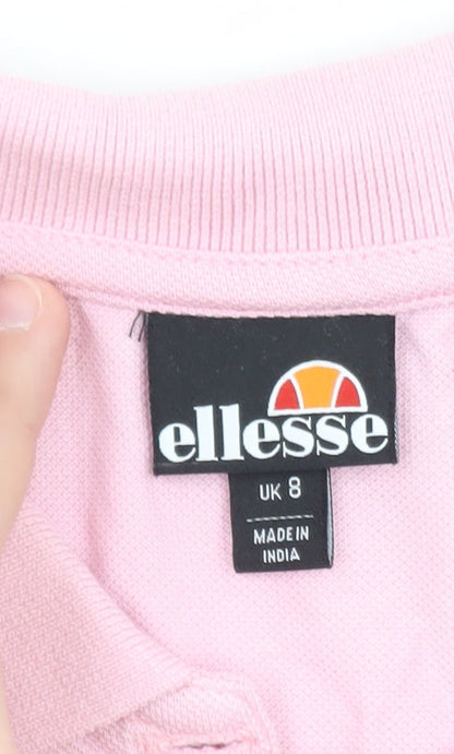 Ellesse Women's Pink Cotton Polo Shirt Dress UK 8 Casual Sportswear