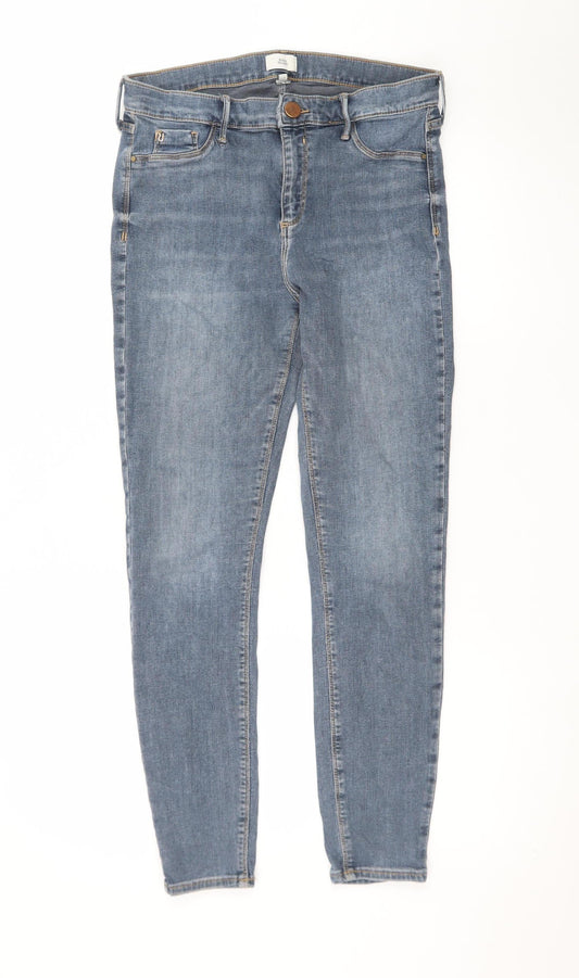 River Island Women Blue Skinny Jeans Size 14 Mid Rise Denim