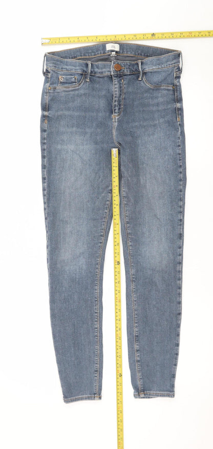River Island Women Blue Skinny Jeans Size 14 Mid Rise Denim