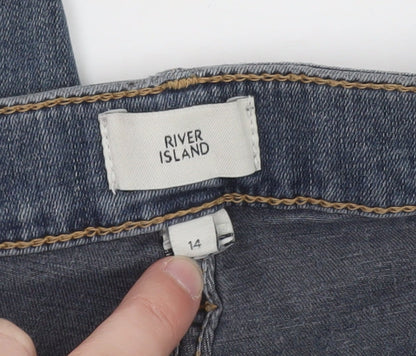 River Island Women Blue Skinny Jeans Size 14 Mid Rise Denim