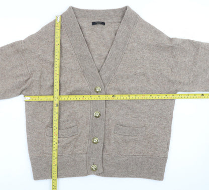 Massimo Dutti Women Beige Wool Cashmere V-Neck Cardigan M UK 12