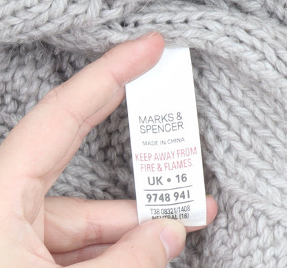 Marks and Spencer Women’s Grey Chunky-Knit Cape Jumper Size 16