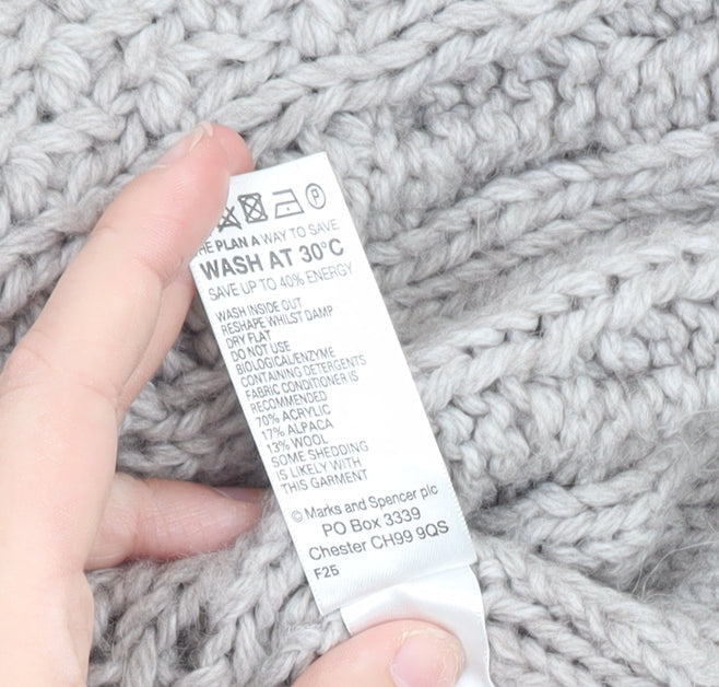 Marks and Spencer Women’s Grey Chunky-Knit Cape Jumper Size 16