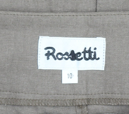 Rosetti Women Brown Linen Blend Button Front Pencil Skirt Size 10