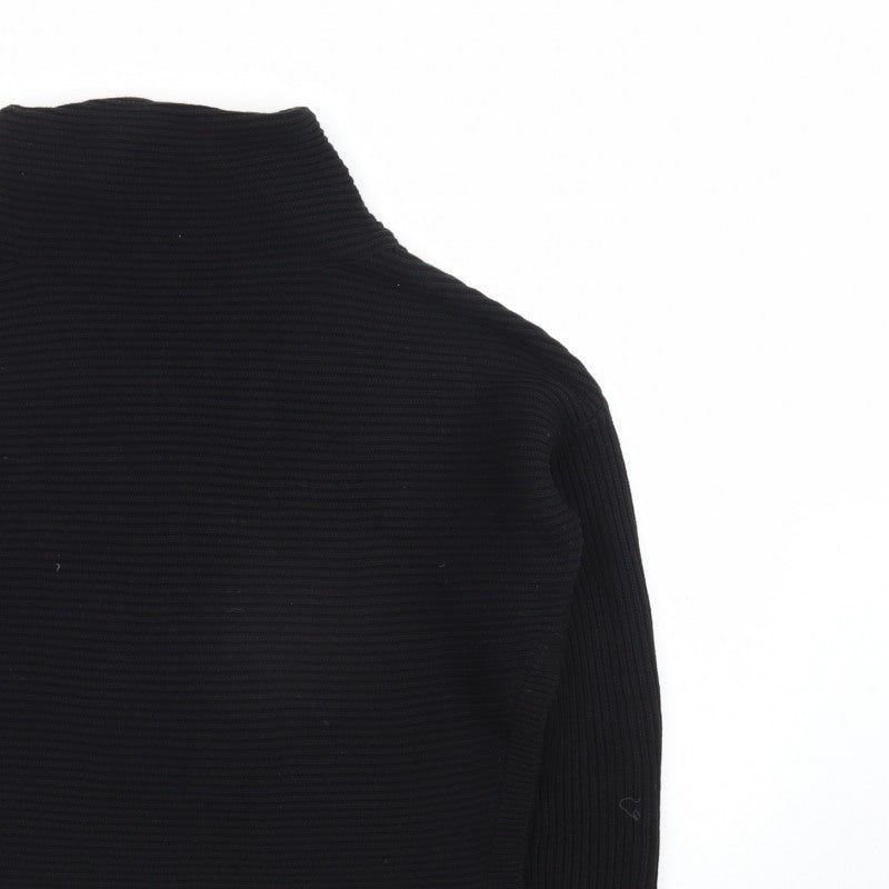 AllSaints Men's Black XS Roll Neck Ribbed Knit Pullover Jumper