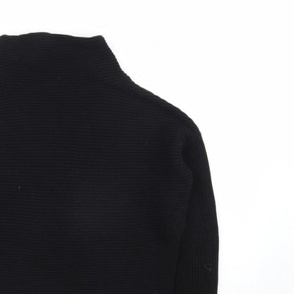 AllSaints Men's Black XS Roll Neck Ribbed Knit Pullover Jumper