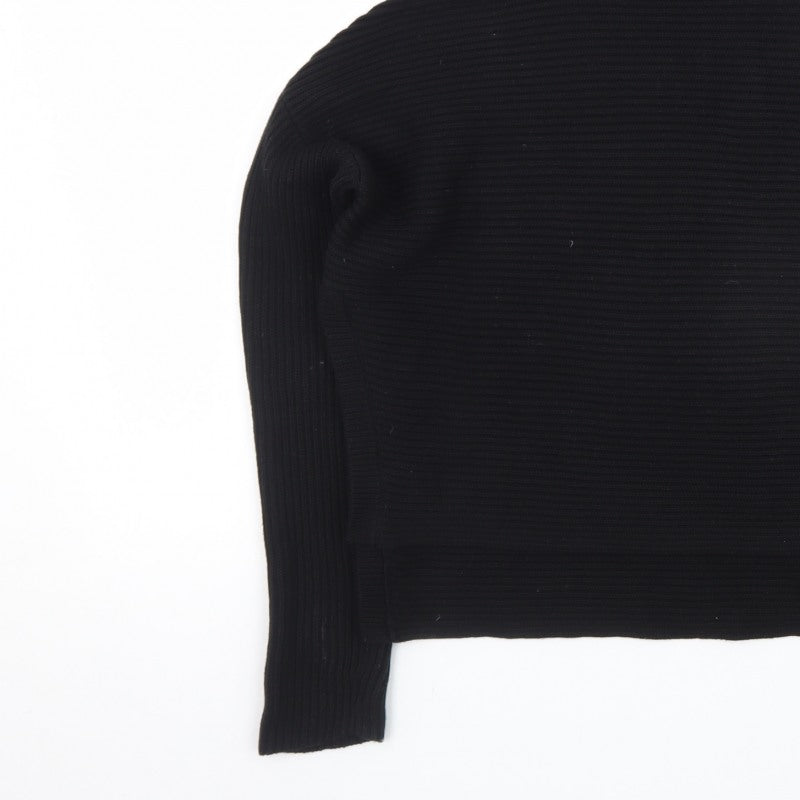 AllSaints Men's Black XS Roll Neck Ribbed Knit Pullover Jumper