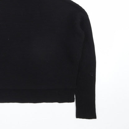 AllSaints Men's Black XS Roll Neck Ribbed Knit Pullover Jumper