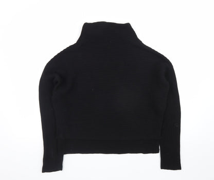 AllSaints Men's Black XS Roll Neck Ribbed Knit Pullover Jumper
