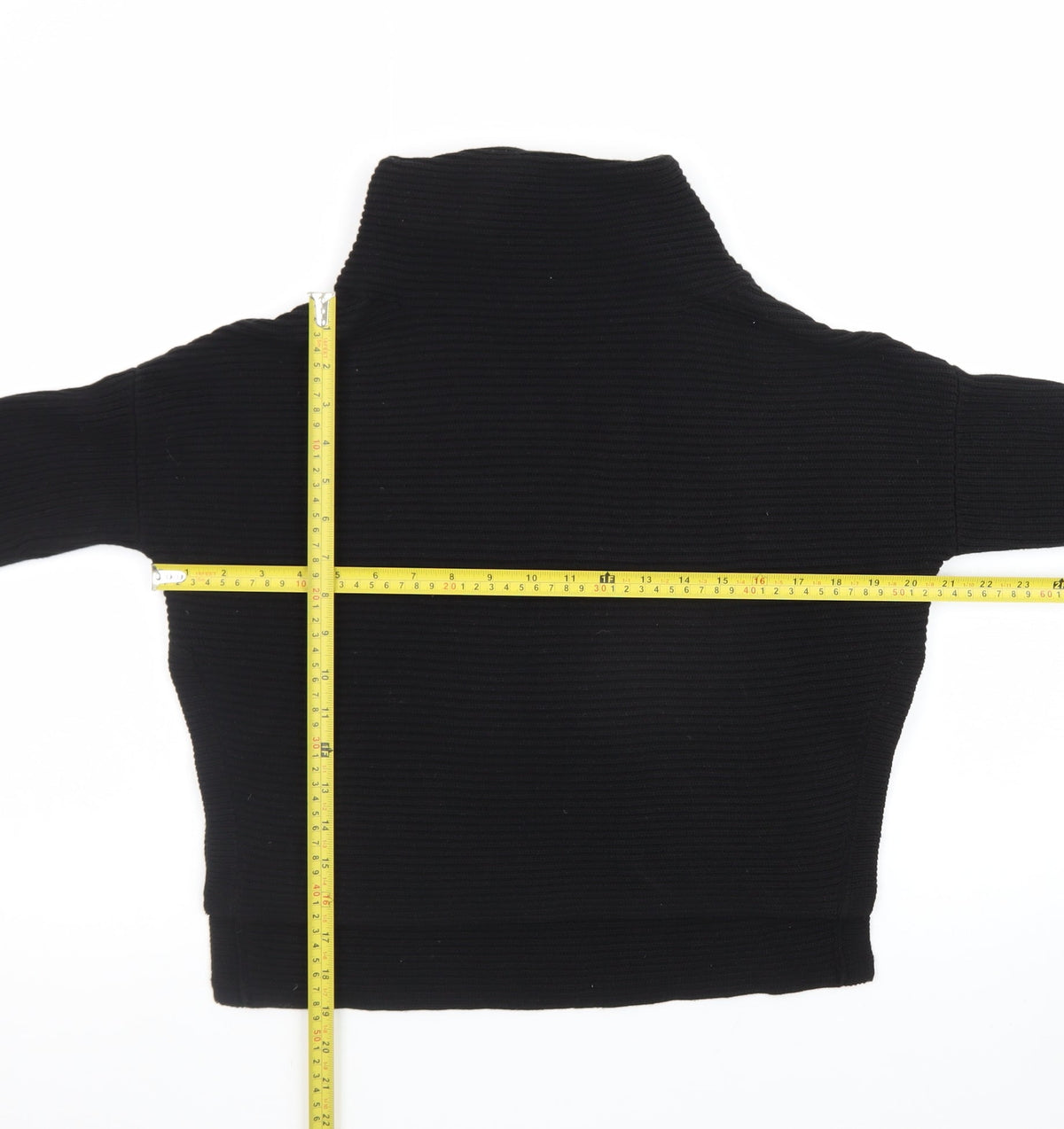 AllSaints Men's Black XS Roll Neck Ribbed Knit Pullover Jumper