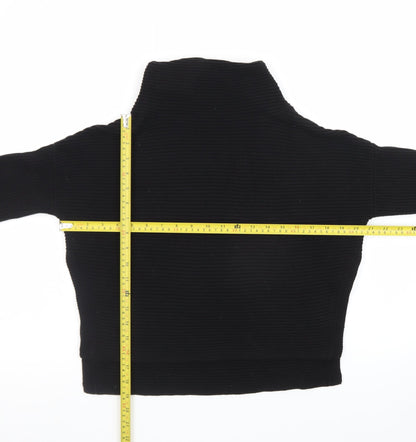 AllSaints Men's Black XS Roll Neck Ribbed Knit Pullover Jumper