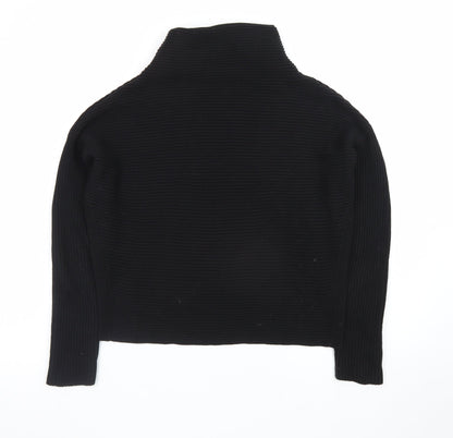AllSaints Men's Black XS Roll Neck Ribbed Knit Pullover Jumper