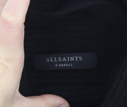 AllSaints Men's Black XS Roll Neck Ribbed Knit Pullover Jumper