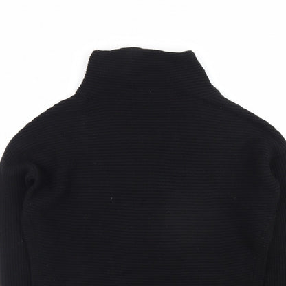 AllSaints Men's Black XS Roll Neck Ribbed Knit Pullover Jumper
