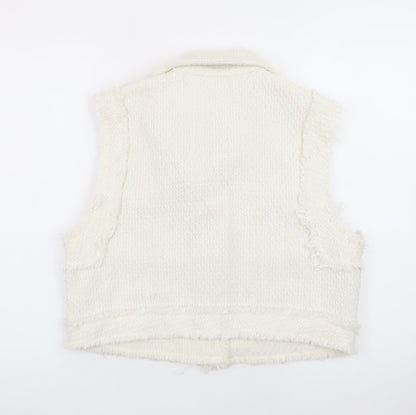 Savida Women Ivory Tweed Button Front Vest Size 14