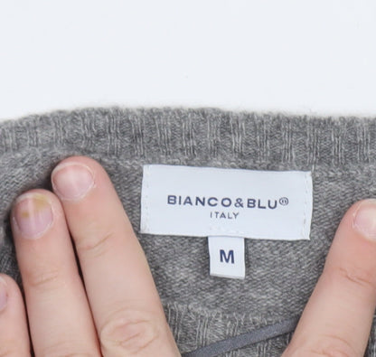 Bianco & Blu Womens Grey Wool Blend Crew Neck Pullover Jumper M