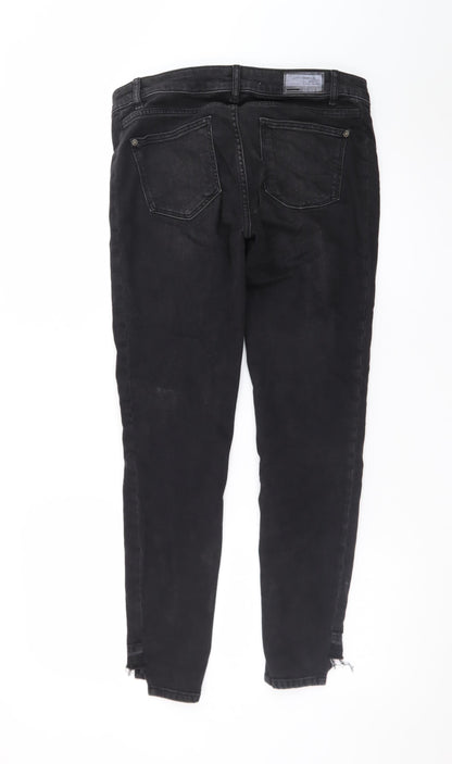 Zara Women Black Skinny Distressed Z1975 Denim Jeans Size 10