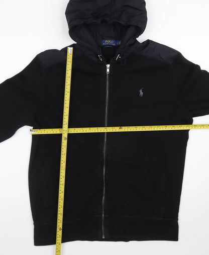Polo Ralph Lauren Men's Black L Hooded Full Zip Estate Rib Jacket