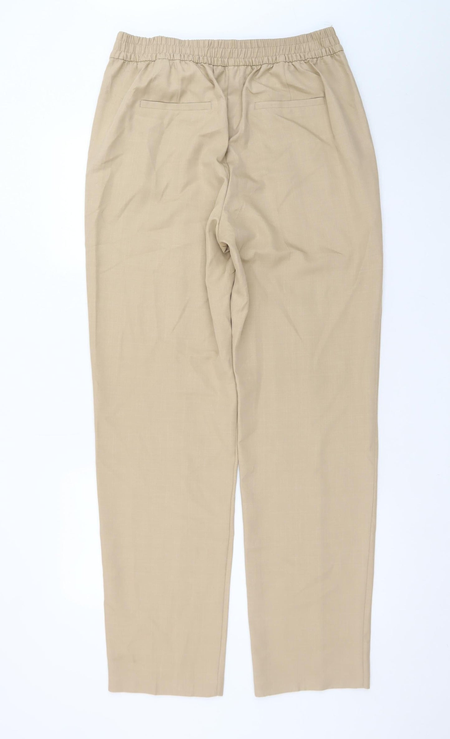 Marks and Spencer Women Beige Straight Leg Trousers Size 14