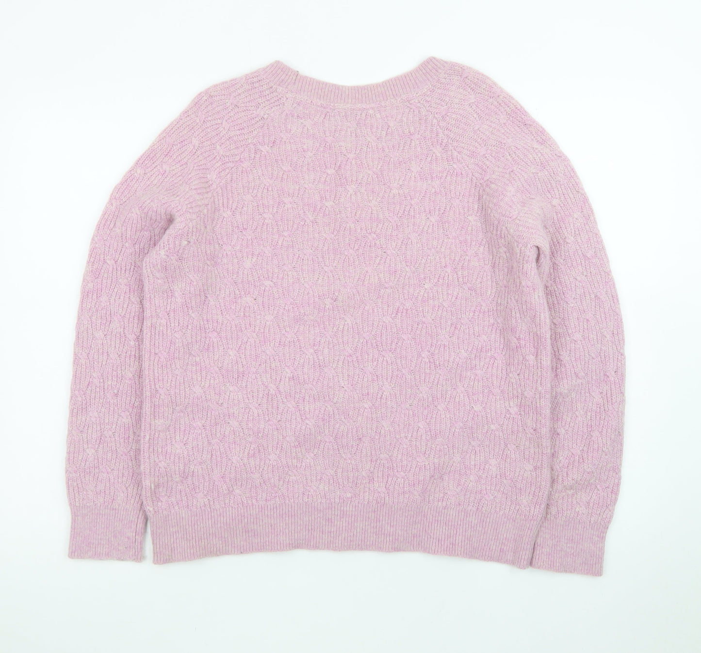 Laura Ashley Women's Pink Cable-Knit Lambswool Blend Jumper Size 14