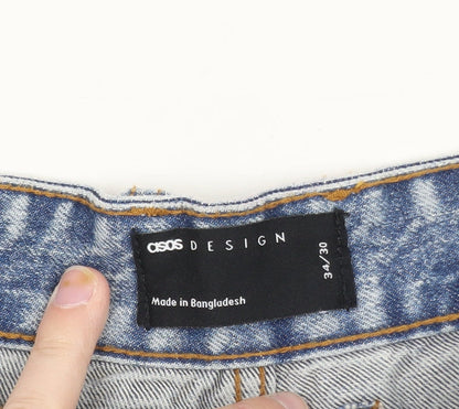 ASOS DESIGN Women's Blue Straight Leg Jeans Size 14 Regular Denim