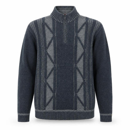 Point Zero Men's Blue XL Cotton 1/4 Zip High Neck Jumper