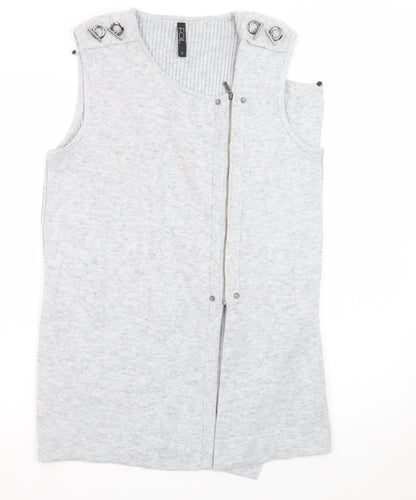 FOIL Women Grey Knit Sleeveless Zip Shift Dress Size S