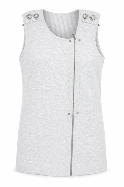 FOIL Women Grey Knit Sleeveless Zip Shift Dress Size S