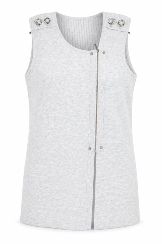 FOIL Women Grey Knit Sleeveless Zip Shift Dress Size S