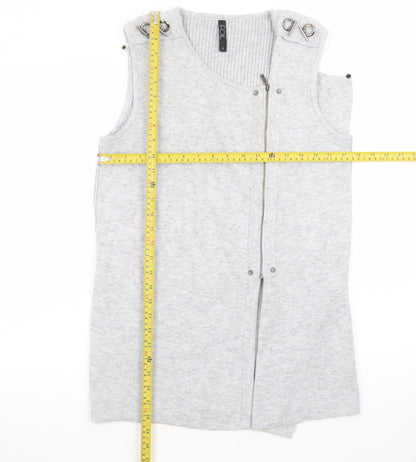 FOIL Women Grey Knit Sleeveless Zip Shift Dress Size S