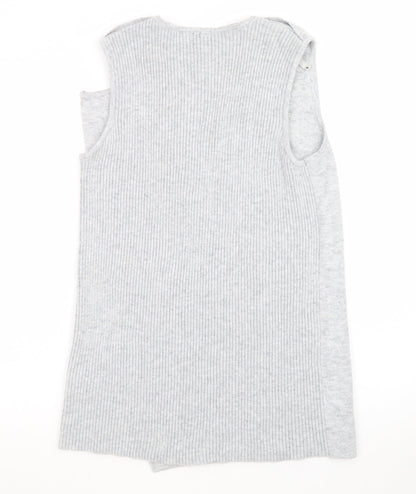 FOIL Women Grey Knit Sleeveless Zip Shift Dress Size S