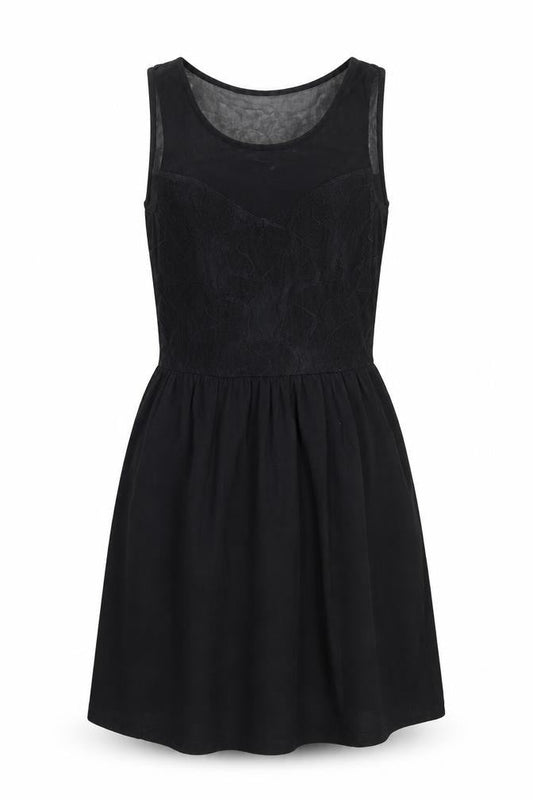 Front view of Only Women's Black Fit & Flare Sleeveless Party Dress M
