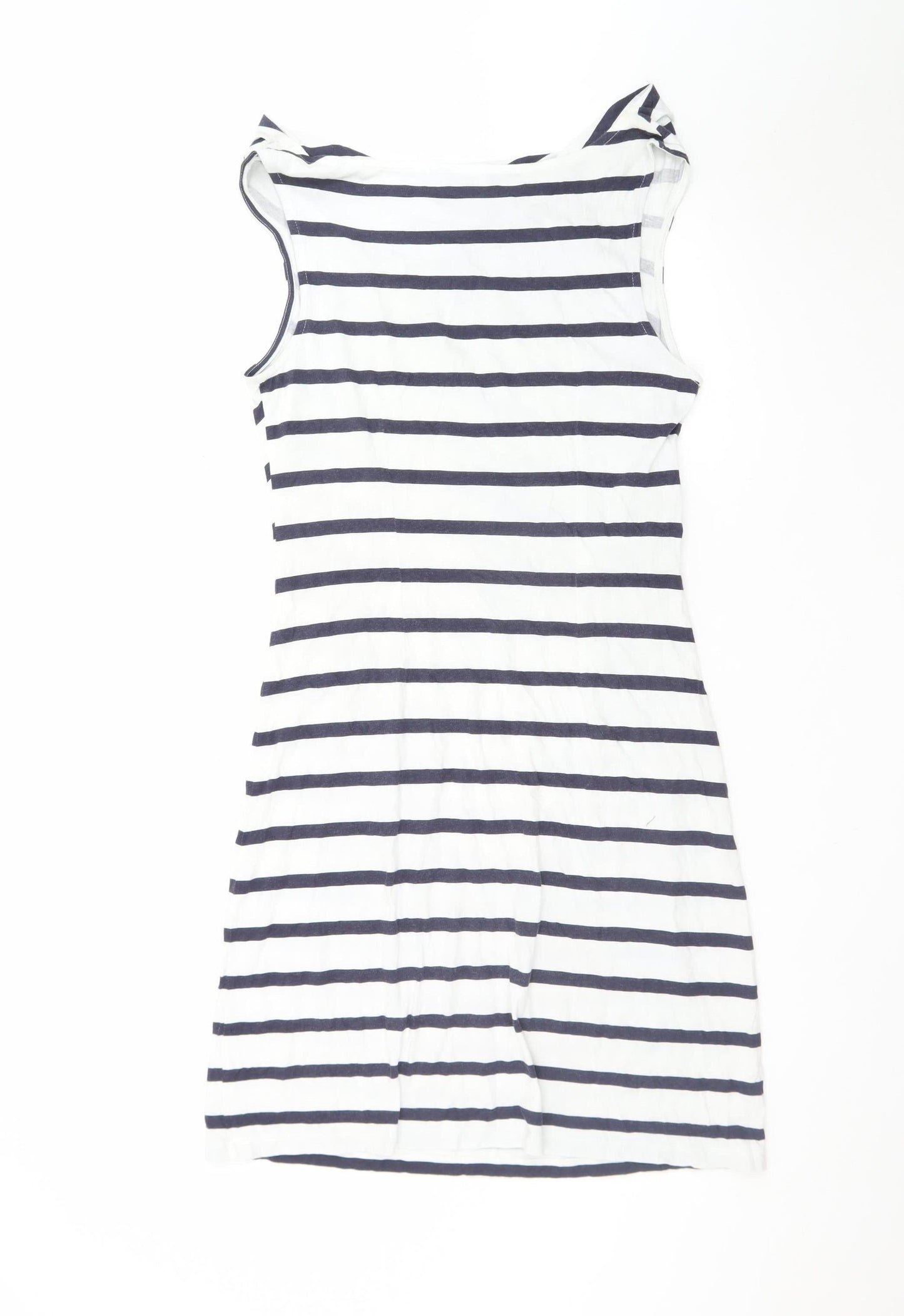 LOFT Women's White Navy Striped Bodycon Dress M Boat Neck Summer